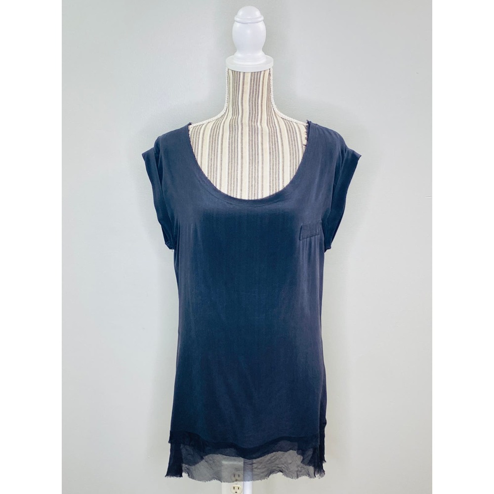 Andrea Sassi Firenze Silk Knit Raw Edge Tunic Top Womens Med Oversized Boho Luxe